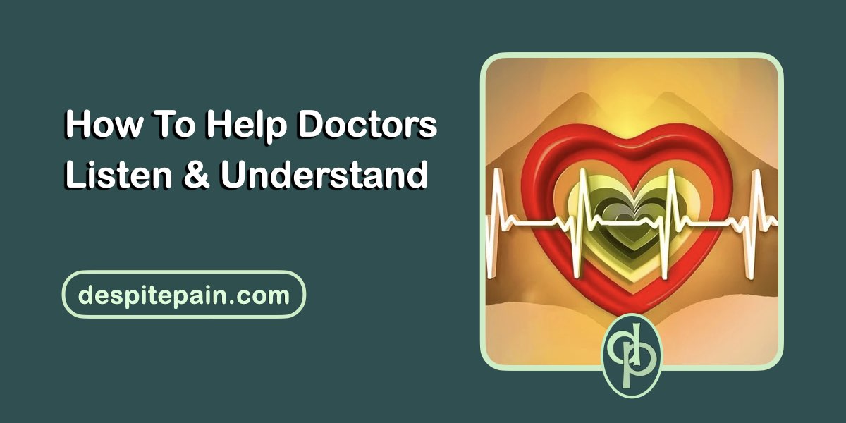 How to help doctors listen and understand. Image of a heart shape with a heart monitor graph.
