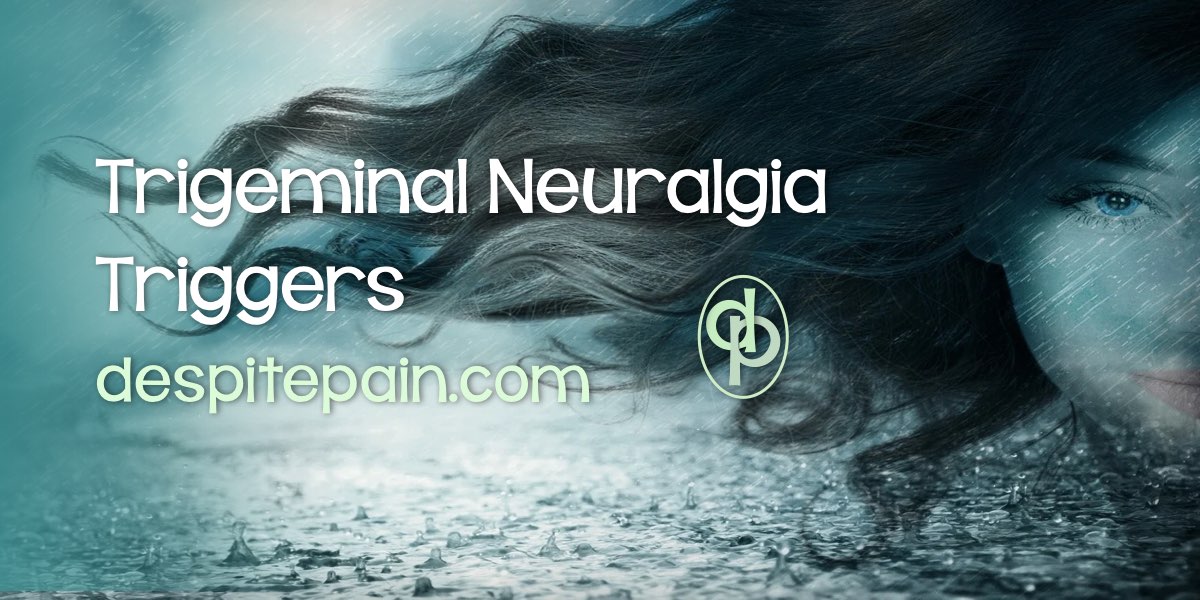 Trigeminal neuralgia triggers. Picture of a female's face. Her long hair is blowing in the wind