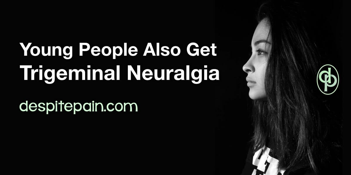 Young people get trigeminal neuralgia. Side profile photograph of of a young woman with long dark hair against a black background