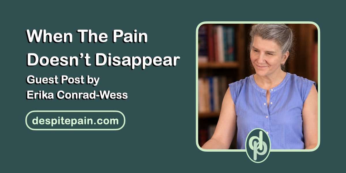 When the pain doesn't disappear, guest post by Erika Conrad-Wess, author of NERVE. There is a photo of Erika on the image.